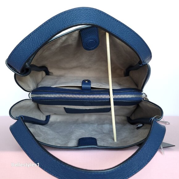 KATE SPADE Knott MEDIUM Denim Check & Leather Crossbody Tote- Indigo Multi⭐ - Picture 12 of 16